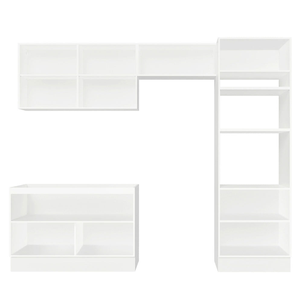 Armário de Cozinha Completa 270cm Branco Branco Veludo Lux Madesa 01