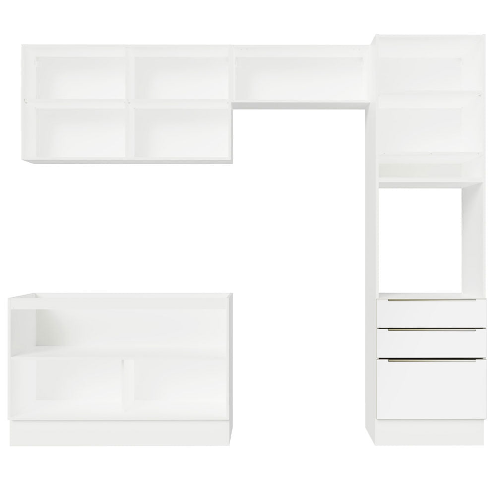 Armário de Cozinha Completa 260cm Branco Branco Veludo Lux Madesa 05