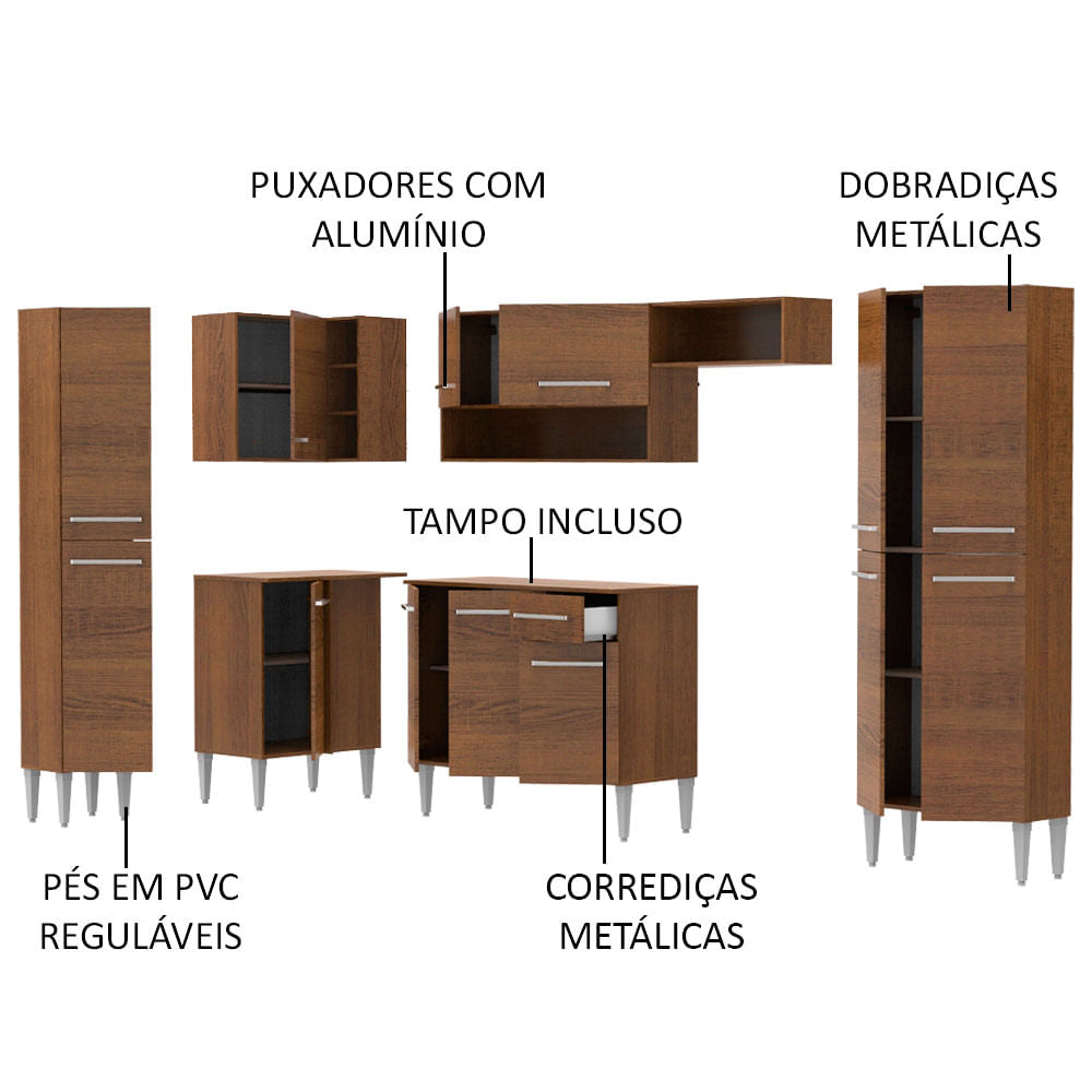 Armário de Cozinha Completa 385cm Rustic Emilly Love Madesa 01