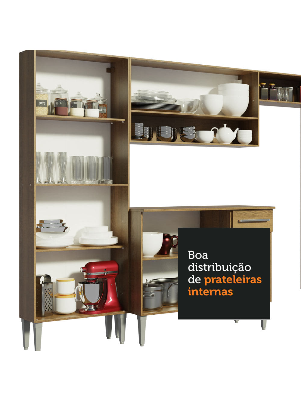 Armário de Cozinha Completa 385cm Rustic Emilly Love Madesa 01