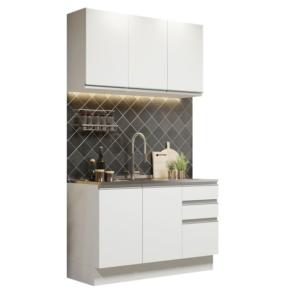 Armário de Cozinha Compacta 120cm Branco Glamy Madesa 01 - Branco
