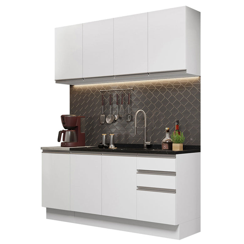 Armário de Cozinha Compacta 160cm Branco Glamy Madesa 01