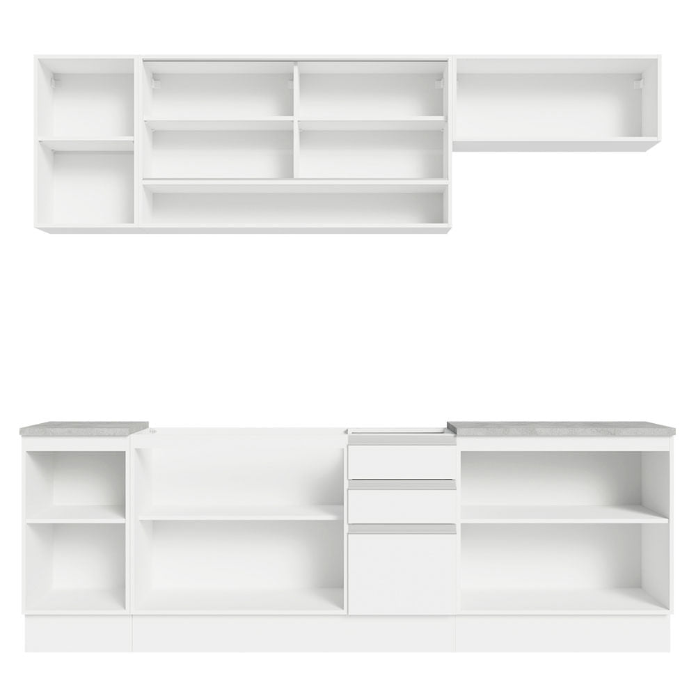Armário de Cozinha Completa 240cm Branco Glamy Madesa 03