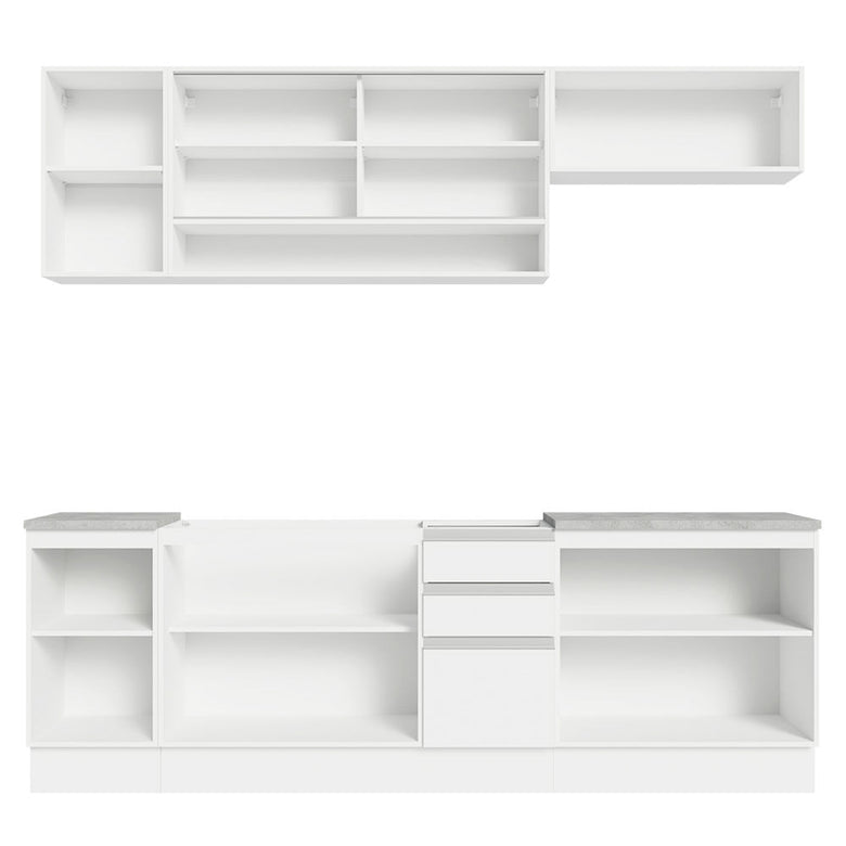 Armário de Cozinha Completa 240cm Branco Glamy Madesa 03