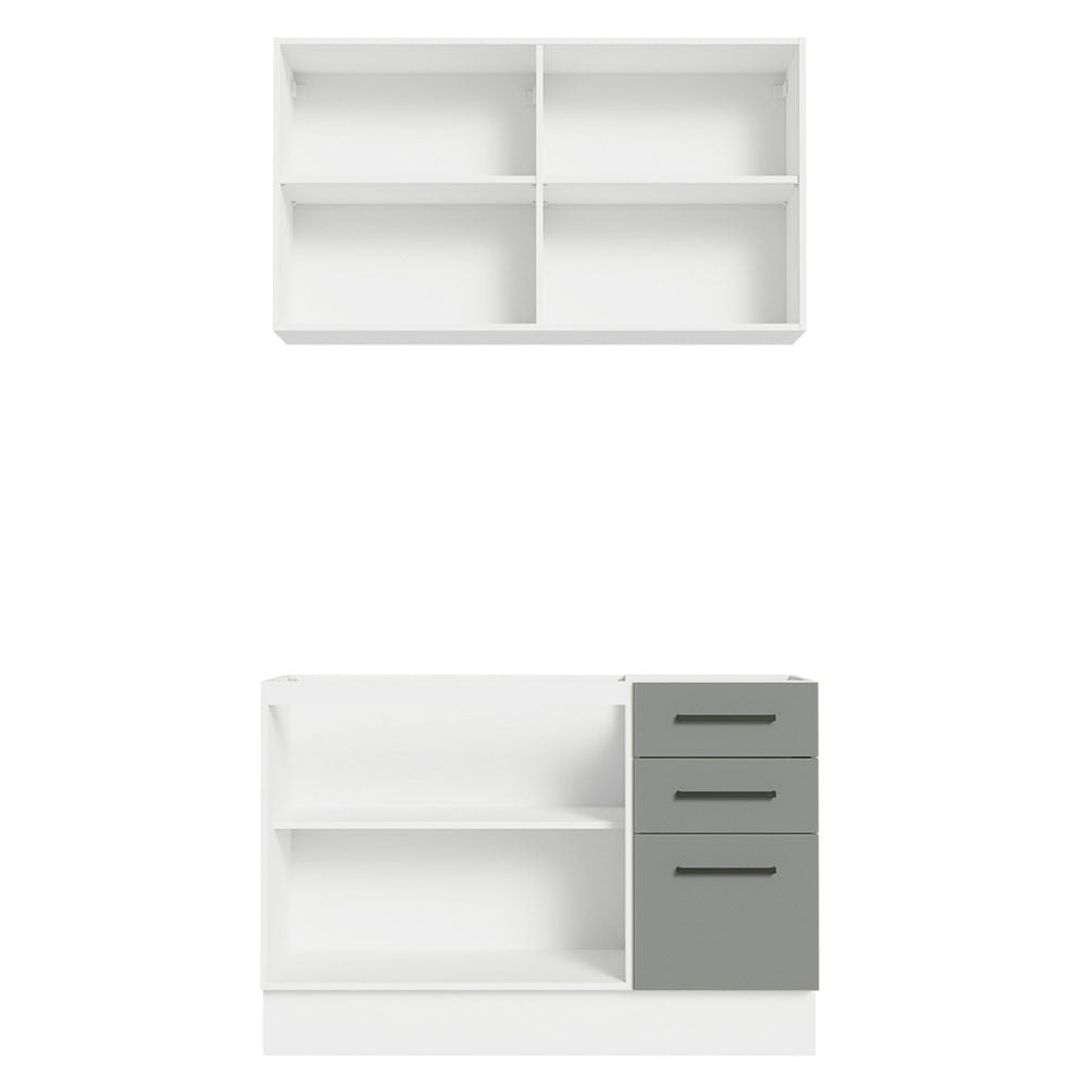 Armário de Cozinha Compacta 120cm Branco/Cinza Agata Madesa 01
