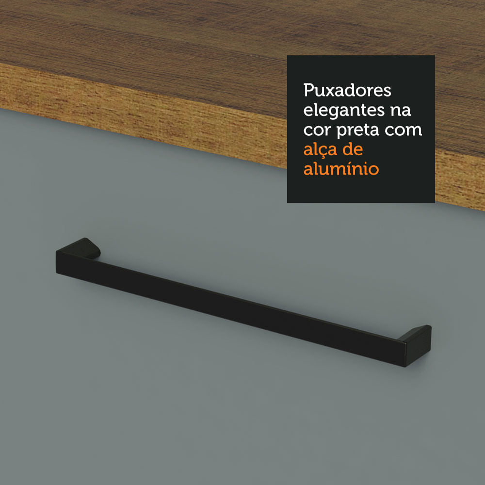 Armário de Cozinha Compacta 120cm Rustic/Cinza Agata Madesa 01