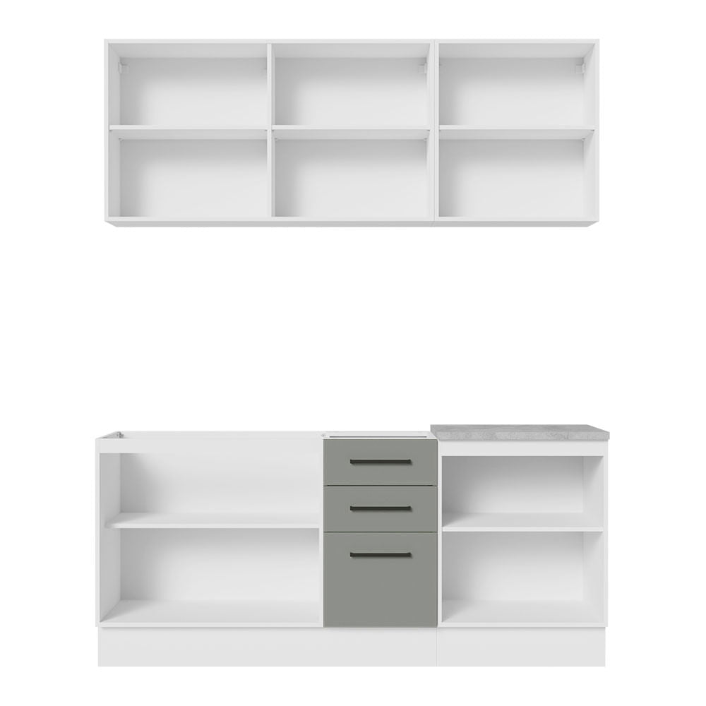 Armário de Cozinha Compacta 180cm Branco Cinza Agata Madesa 01