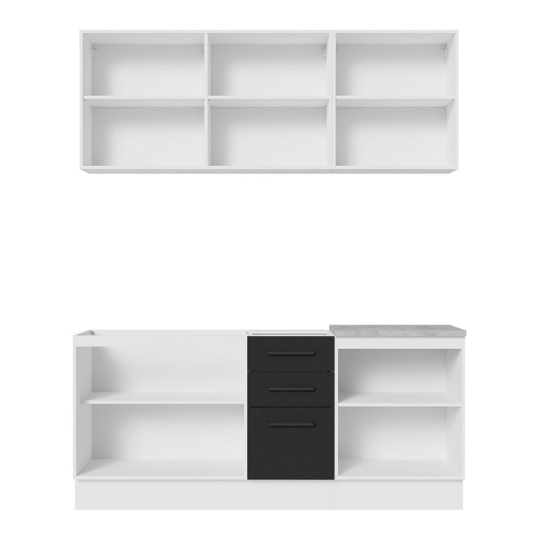 Armário de Cozinha Compacta 180cm Branco Preto Agata Madesa 01