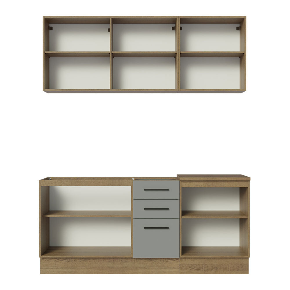 Armário de Cozinha Compacta 180cm Rustic Cinza Agata Madesa 01