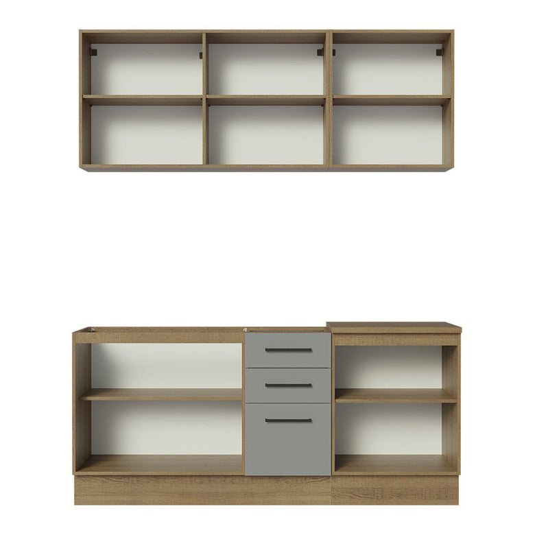 Armário de Cozinha Compacta 180cm Rustic Cinza Agata Madesa 01