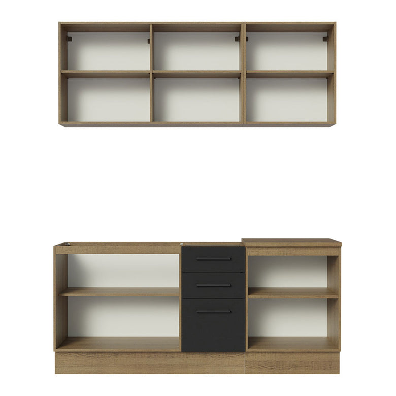 Armário de Cozinha Compacta 180cm Rustic Preto Agata Madesa 01