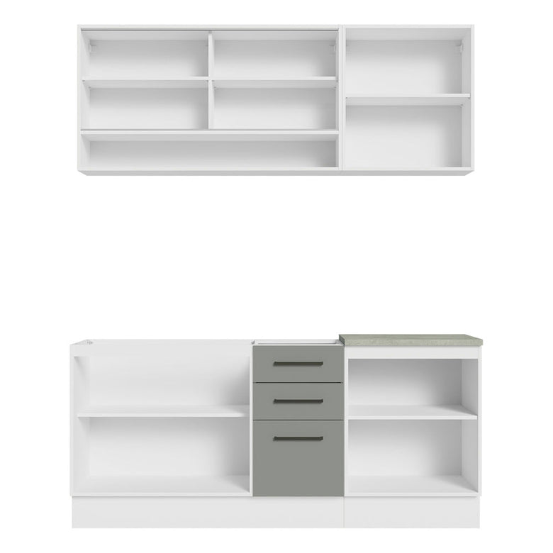 Armário de Cozinha Compacta 180cm Branco Cinza Agata Madesa 02