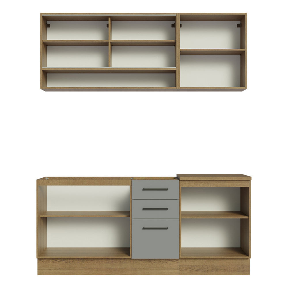 Armário de Cozinha Compacta 180cm Rustic Cinza Agata Madesa 02