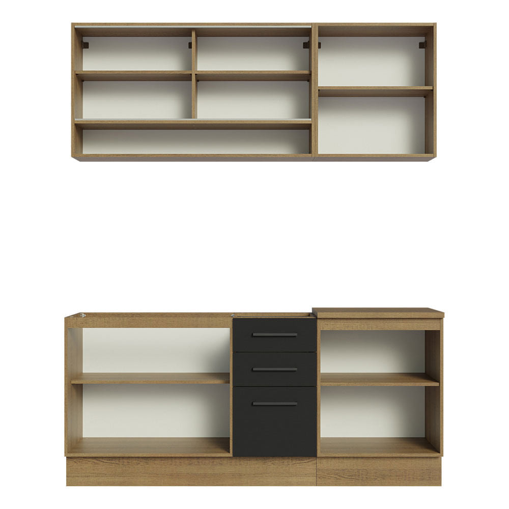 Armário de Cozinha Compacta 180cm Rustic Preto Agata Madesa 02