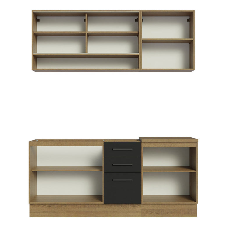 Armário de Cozinha Compacta 180cm Rustic Preto Agata Madesa 02