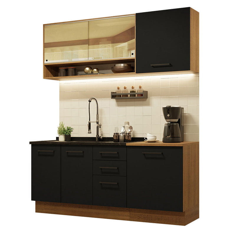 Armário de Cozinha Compacta 180cm Rustic Preto Agata Madesa 02
