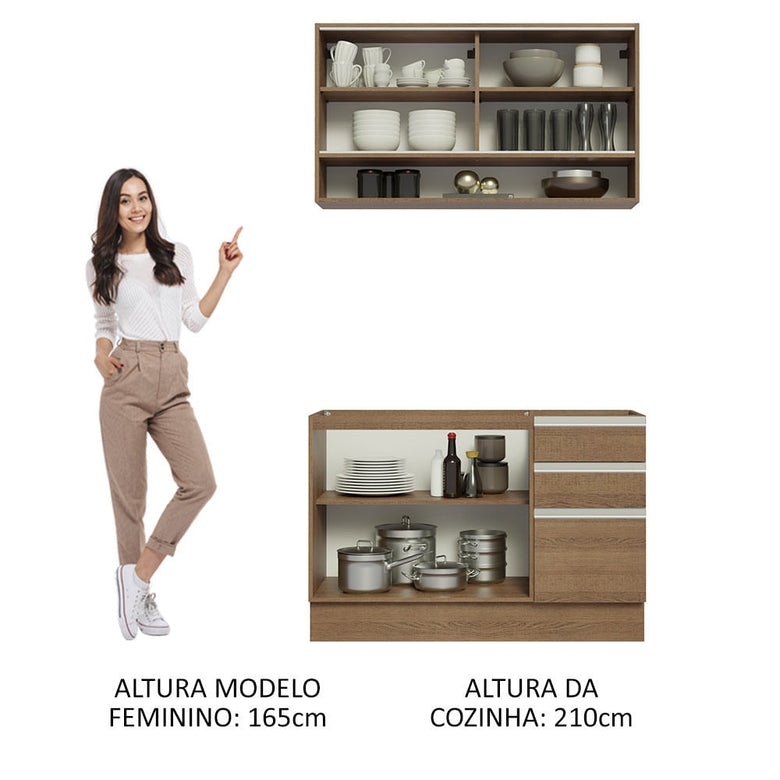 Armário de Cozinha Compacta 120cm Rustic Glamy Madesa 02