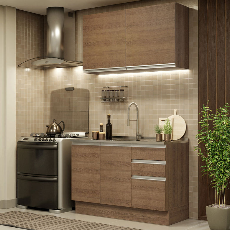 Armário de Cozinha Compacta 120cm Rustic Glamy Madesa 03