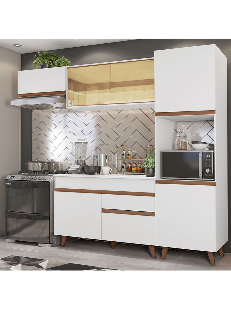 Armário de Cozinha Completa 250cm Branco Reims Madesa 03