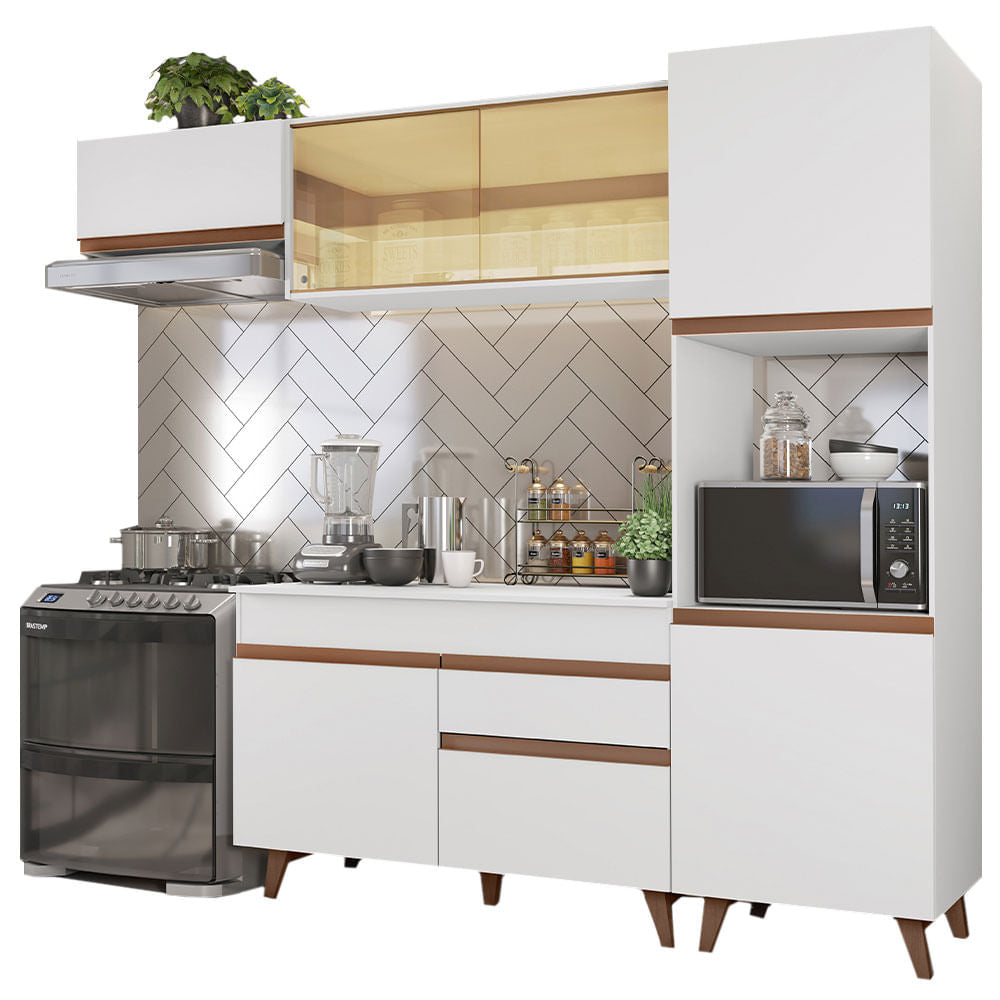 Armário de Cozinha Completa 250cm Branco Reims Madesa 03 - Branco