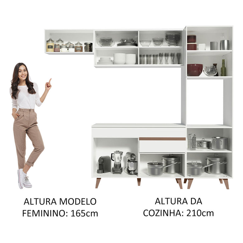 Armário de Cozinha Completa 250cm Branco Reims Madesa 03