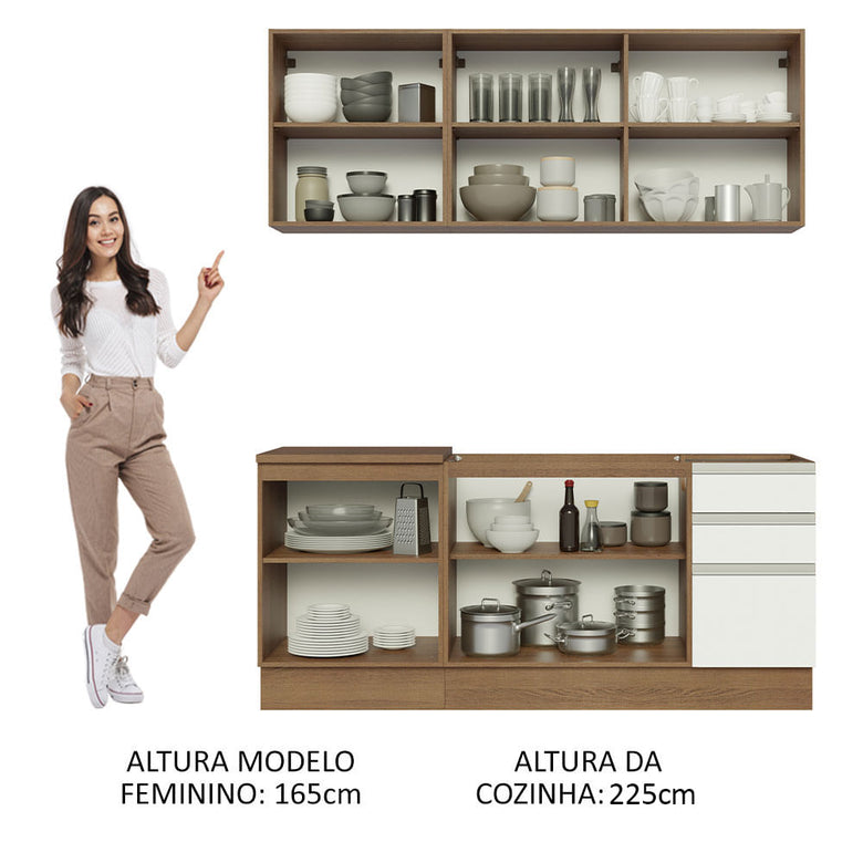 Armário de Cozinha Compacta 180cm Rustic Branco Glamy Madesa 05