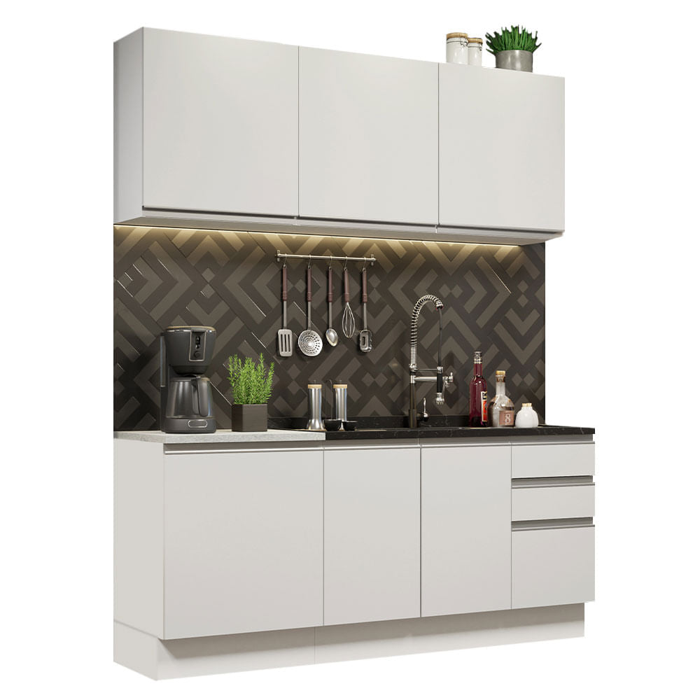 Armário de Cozinha Compacta 180cm Branco Glamy Madesa 05 - Branco