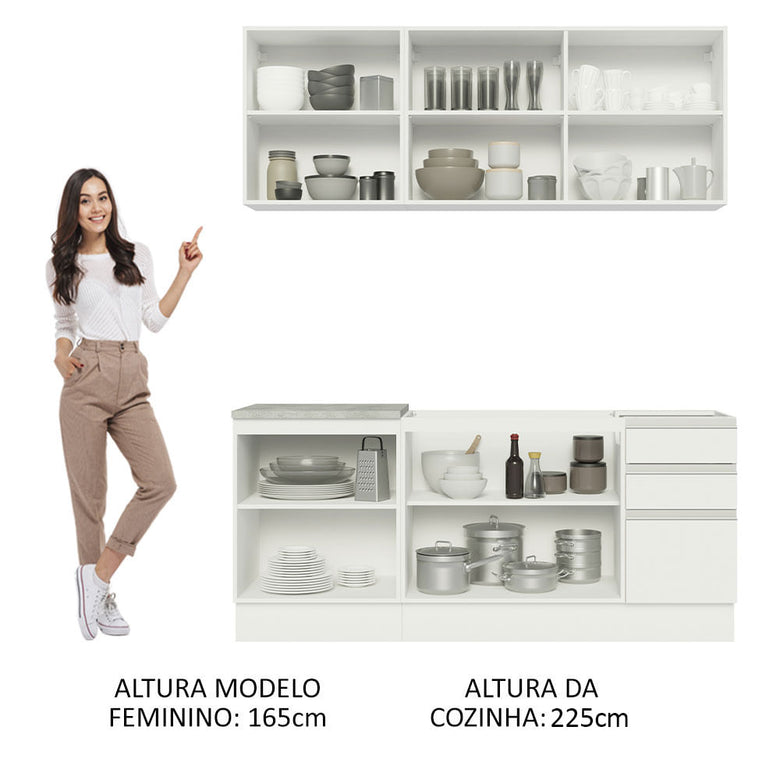 Armário de Cozinha Compacta 180cm Branco Glamy Madesa 05