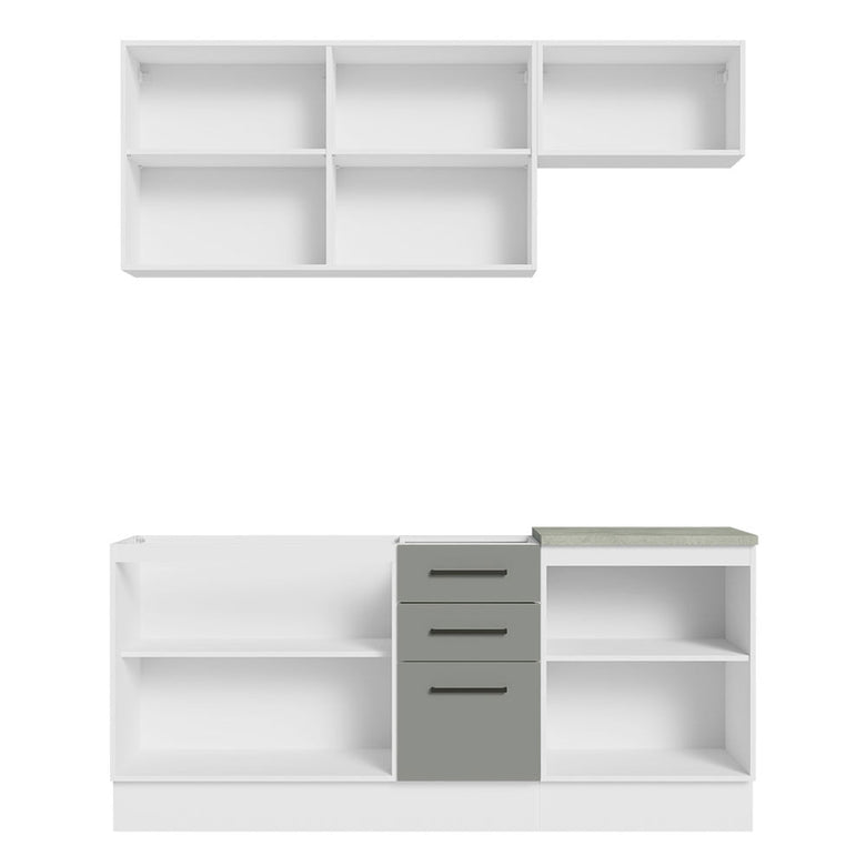 Armário de Cozinha Compacta 180cm Branco Cinza Agata Madesa 03