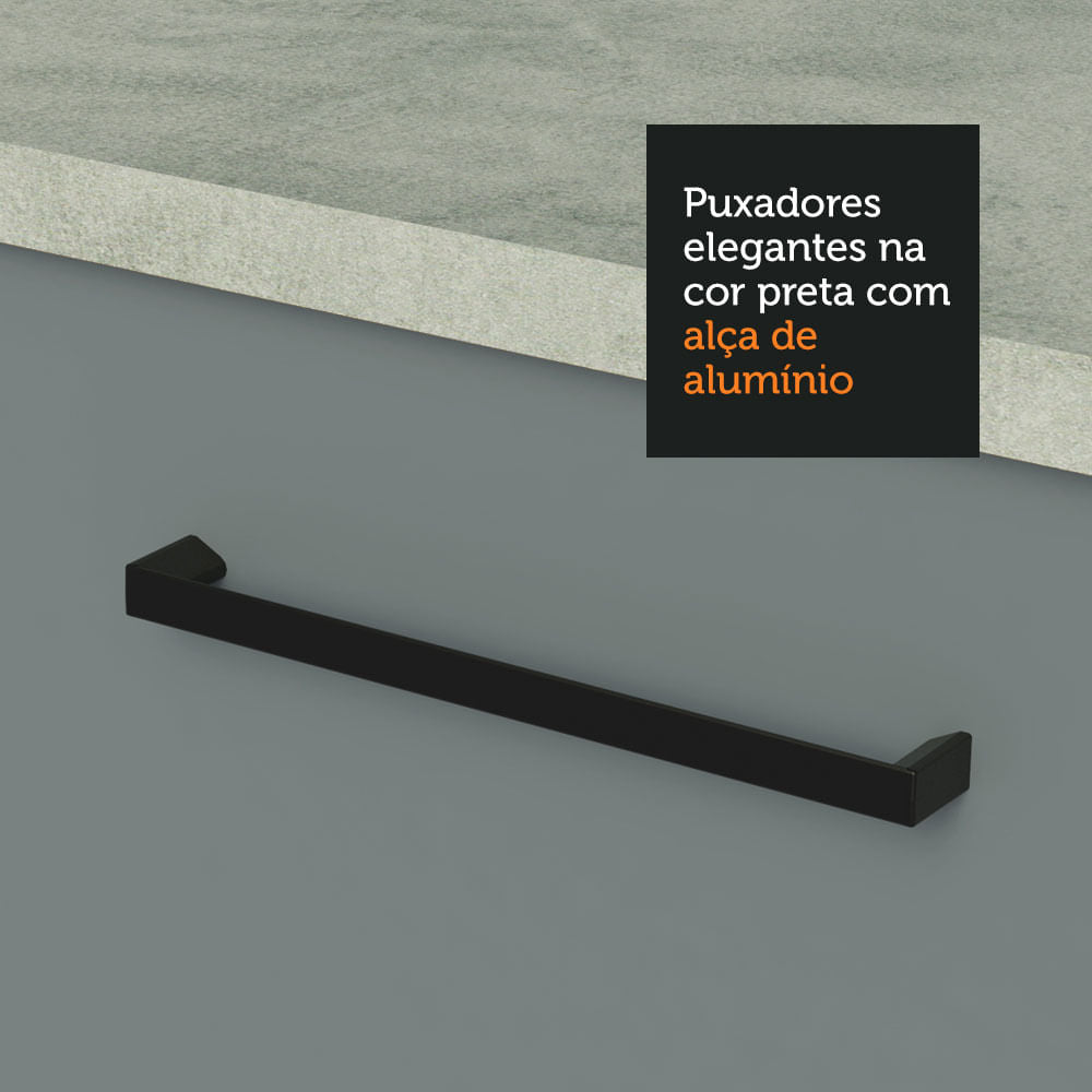 Armário de Cozinha Compacta 180cm Branco Cinza Agata Madesa 03