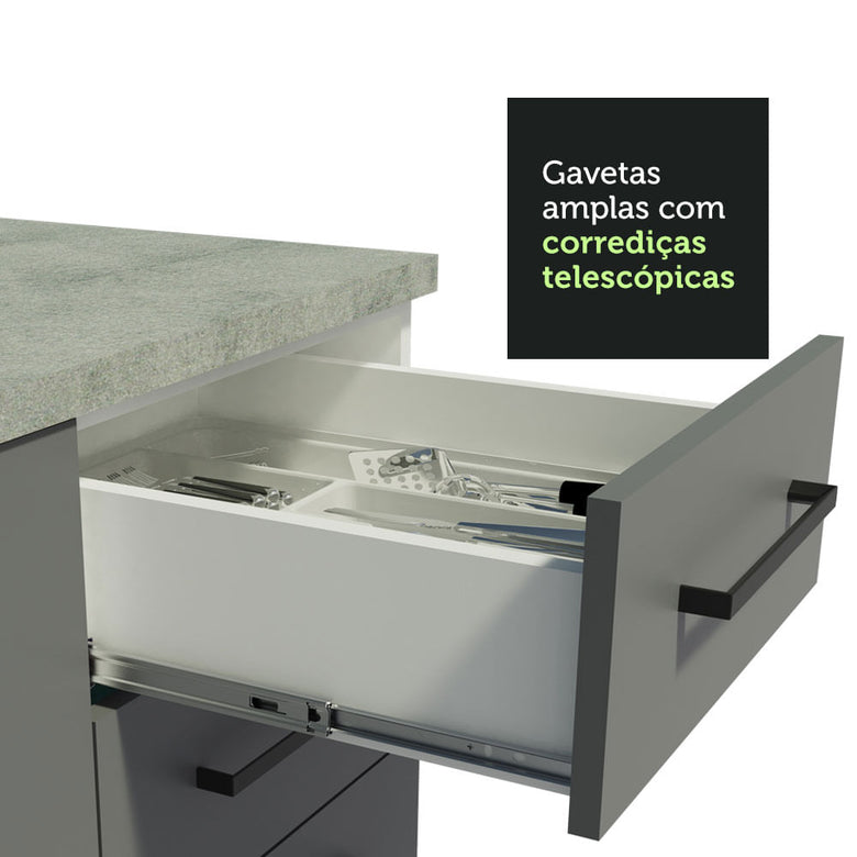 Armário de Cozinha Compacta 180cm Branco Cinza Agata Madesa 03