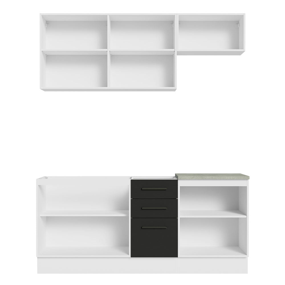 Armário de Cozinha Compacta 180cm Branco Preto Agata Madesa 03