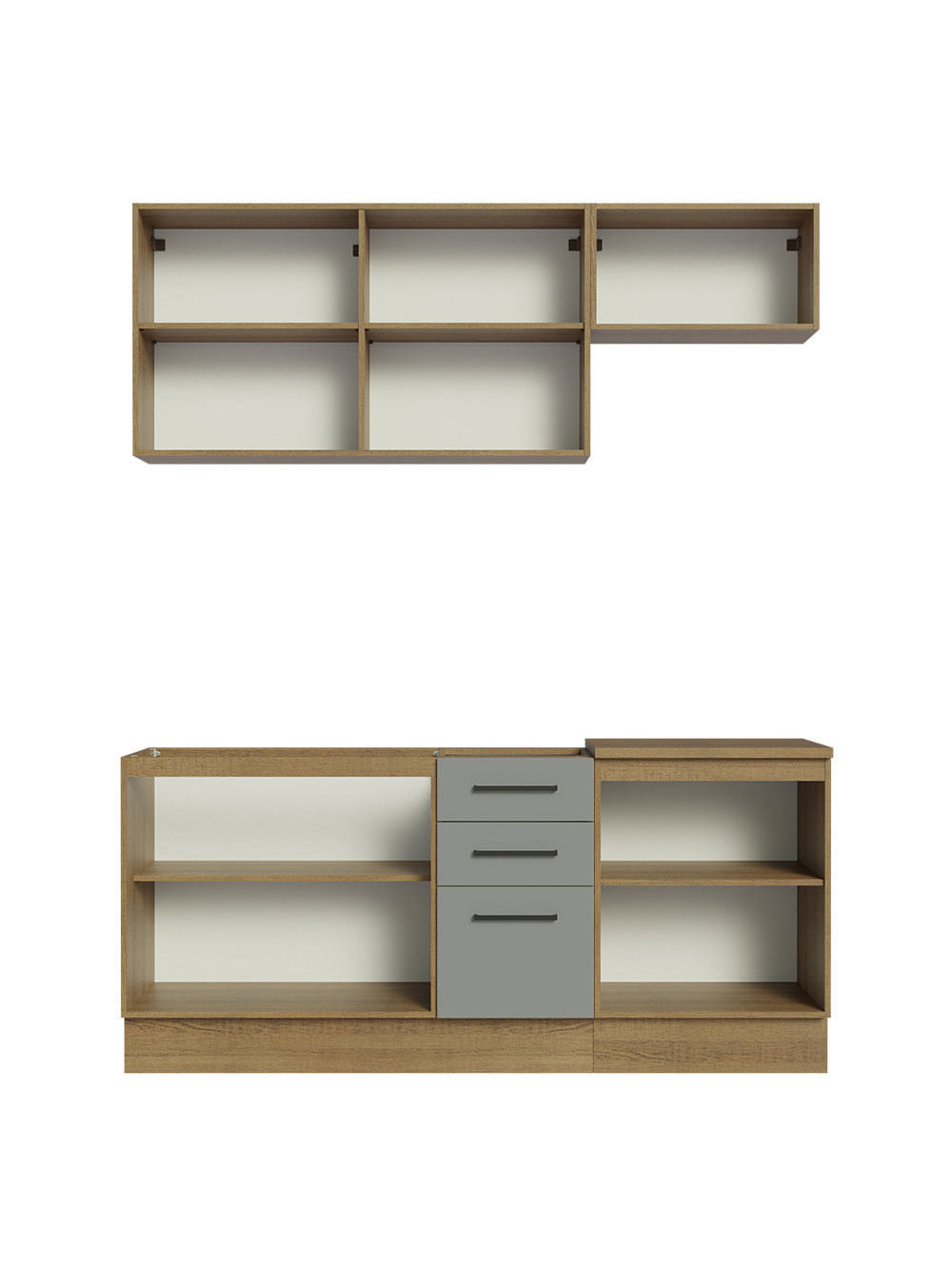 Armário de Cozinha Compacta 180cm Rustic Cinza Agata Madesa 03