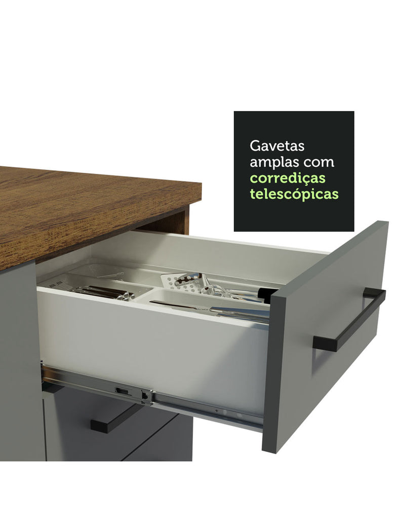 Armário de Cozinha Compacta 180cm Rustic Cinza Agata Madesa 03