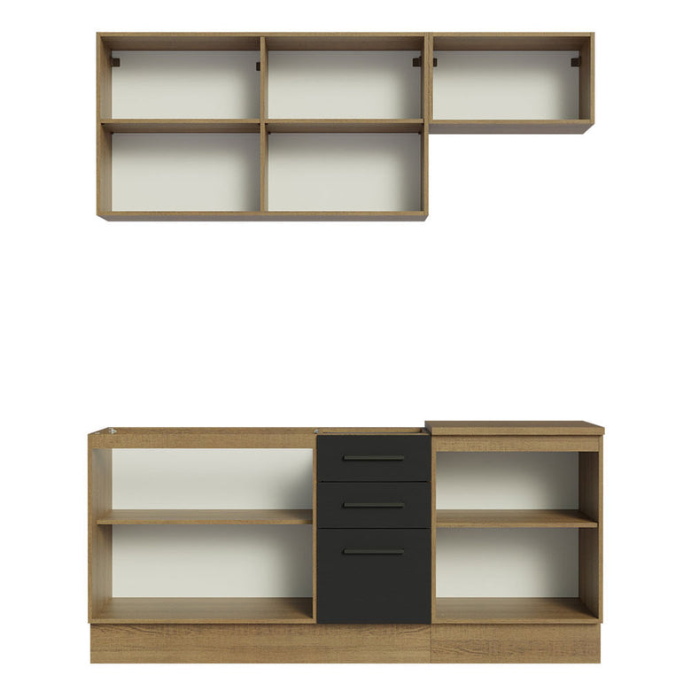 Armário de Cozinha Compacta 180cm Rustic Preto Agata Madesa 03