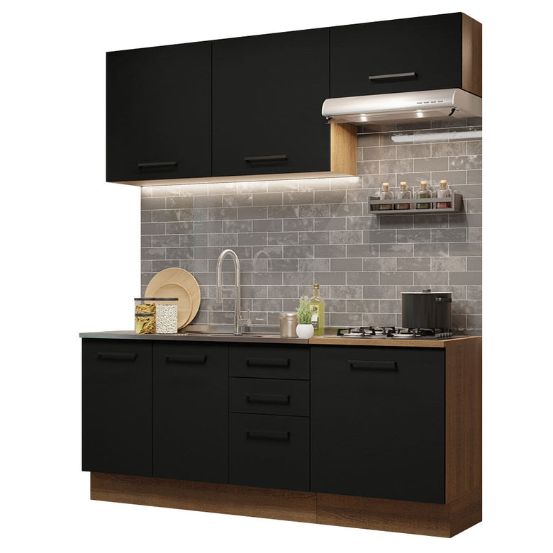 Armário de Cozinha Compacta 180cm Rustic Preto Agata Madesa 03