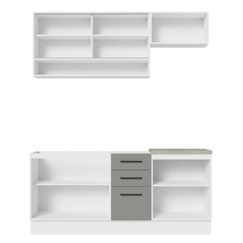 Armário de Cozinha Compacta 180cm Branco Cinza Agata Madesa 04