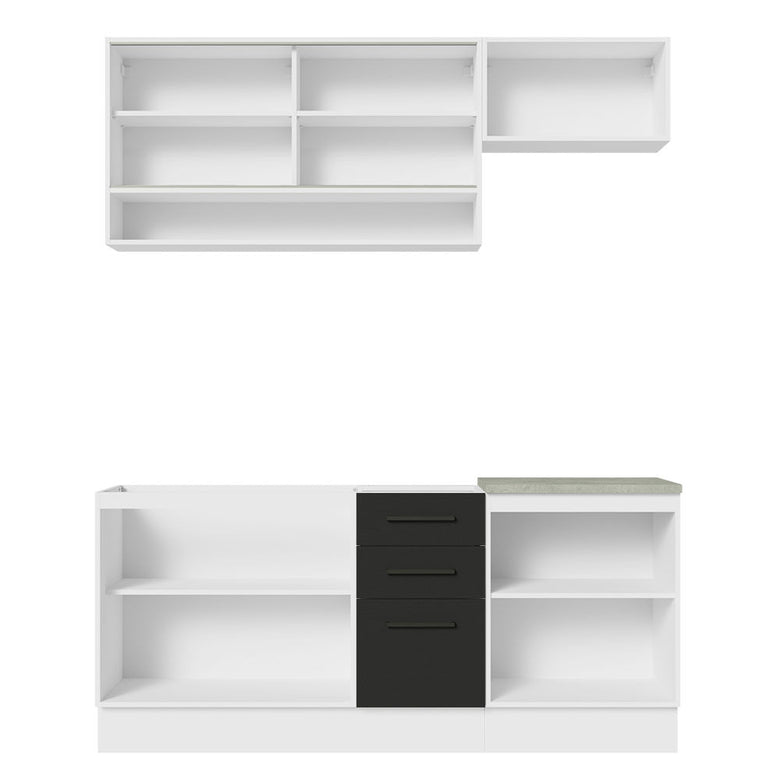 Armário de Cozinha Compacta 180cm Branco Preto Agata Madesa 04