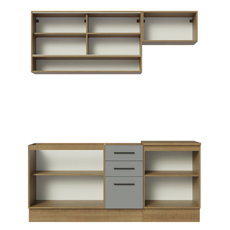 Armário de Cozinha Compacta 180cm Rustic Cinza Agata Madesa 04