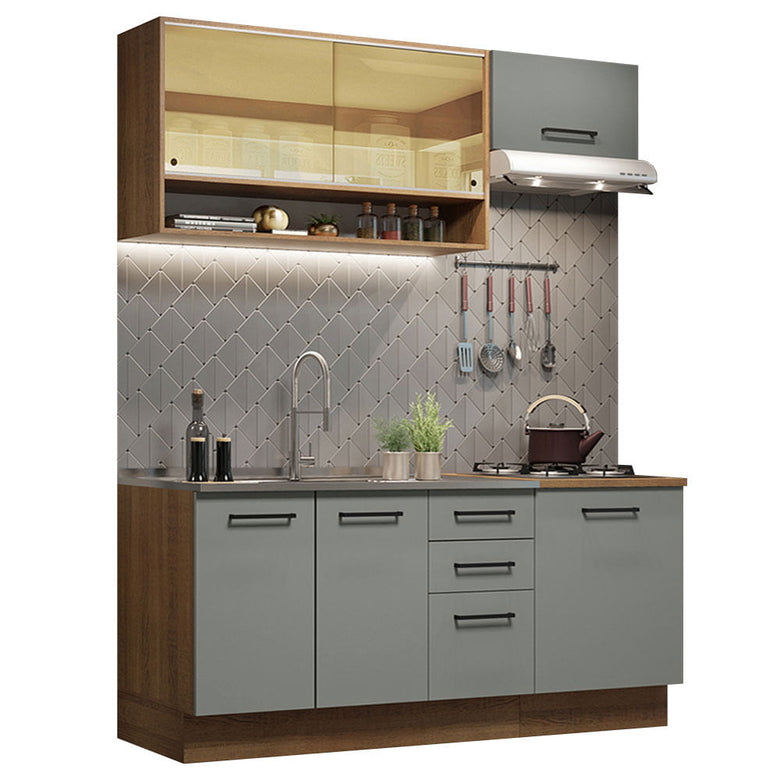 Armário de Cozinha Compacta 180cm Rustic Cinza Agata Madesa 04