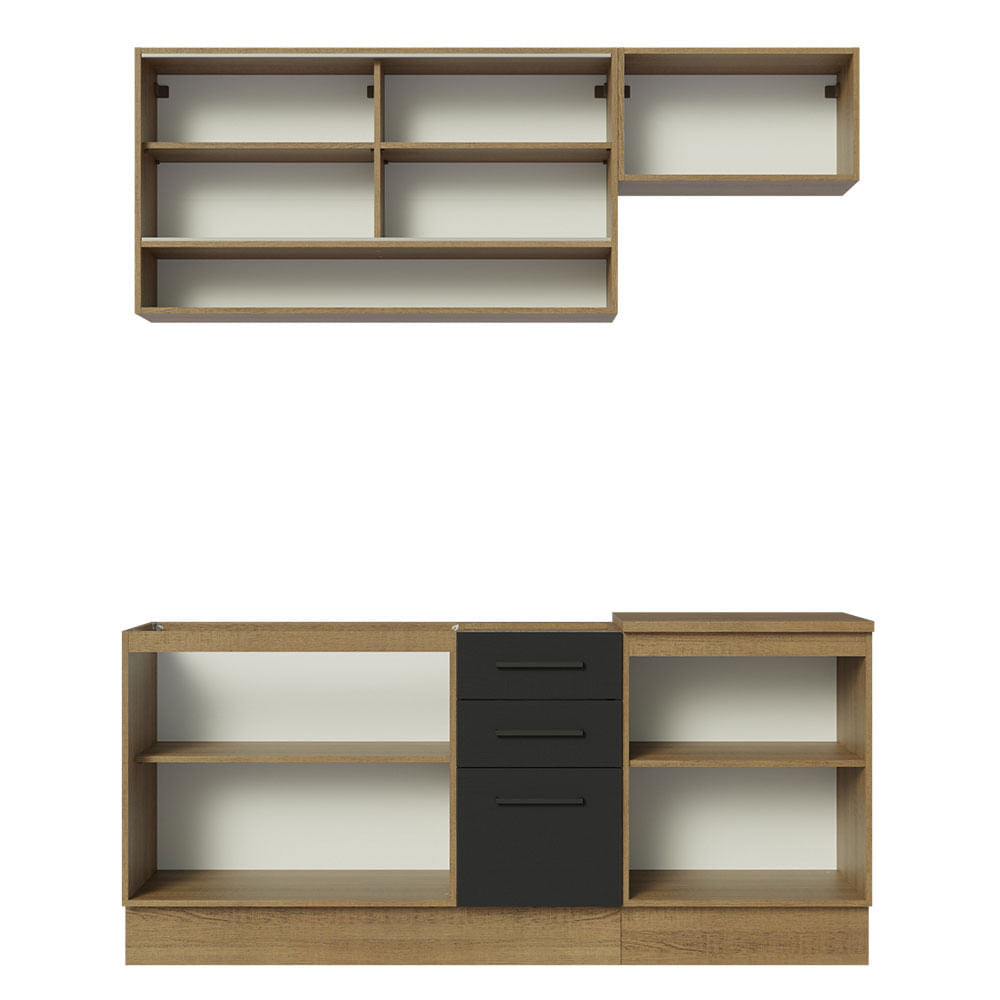 Armário de Cozinha Compacta 180cm Rustic Preto Agata Madesa 04