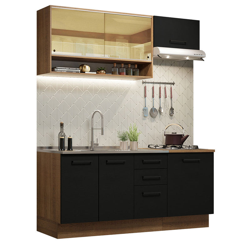Armário de Cozinha Compacta 180cm Rustic Preto Agata Madesa 04