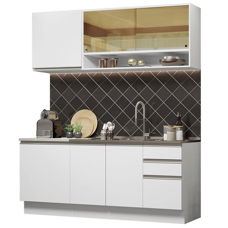 Armário de Cozinha Compacta 180cm Branco Glamy Madesa 06