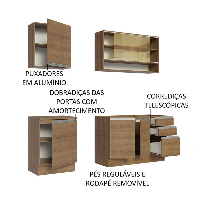 Armário de Cozinha Compacta 180cm Rustic Glamy Madesa 06