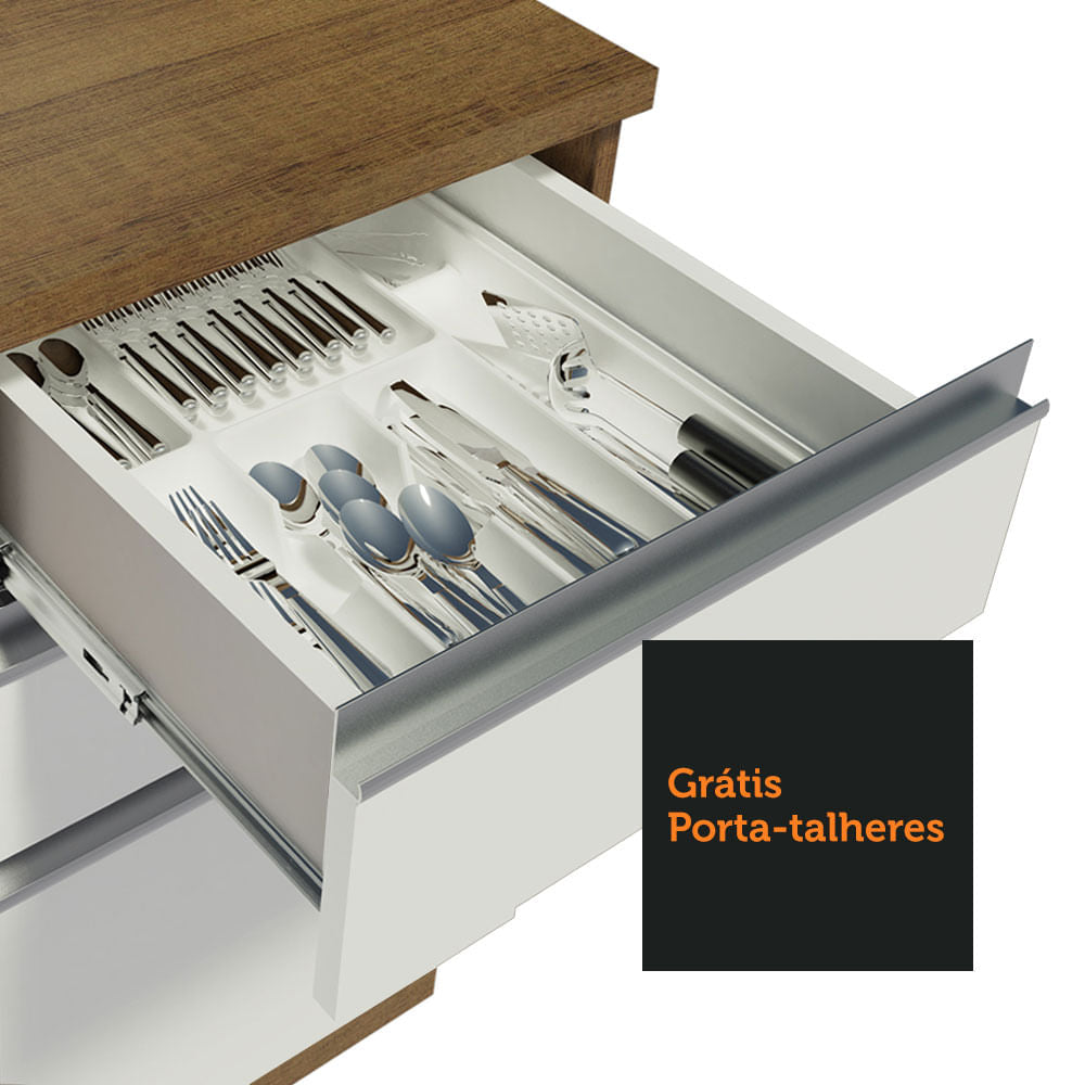 Armário de Cozinha Compacta 180cm Rustic Branco Glamy Madesa 06