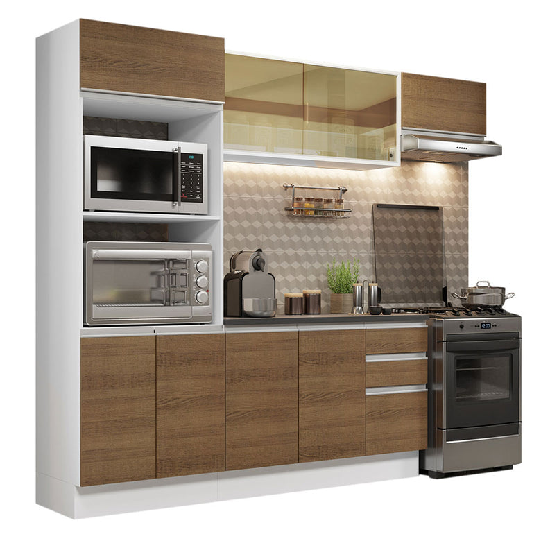 Armário de Cozinha Completa 100% MDF 250cm Branco/Rustic Acordes Madesa 04