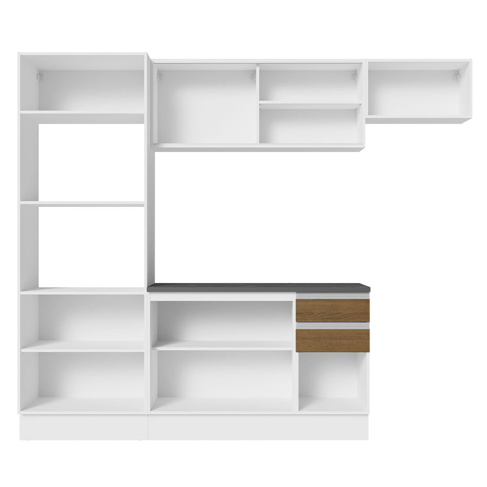 Armário de Cozinha Completa 100% MDF 250cm Branco/Rustic Acordes Madesa 04