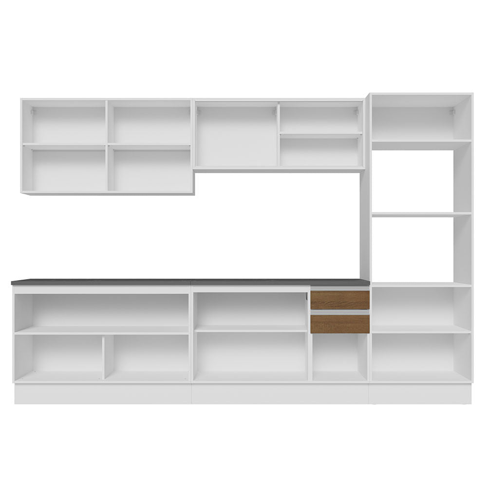 Armário de Cozinha Completa 100% MDF 310cm Branco/Rustic Acordes Madesa 01