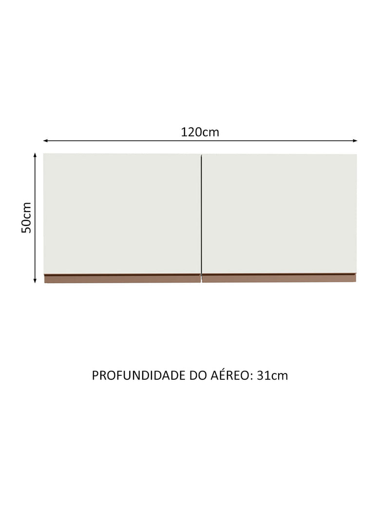 Armário Aéreo Madesa Reims 120 x 50 cm 2 Portas Branco