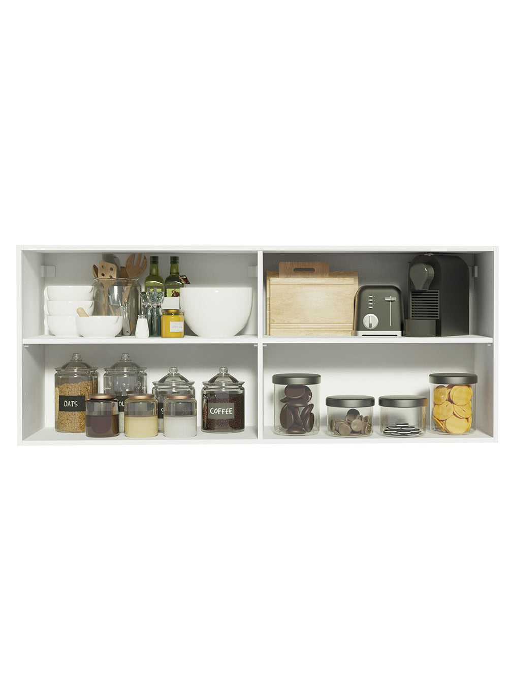 Armário Aéreo Madesa Reims 120 x 50 cm 2 Portas Branco